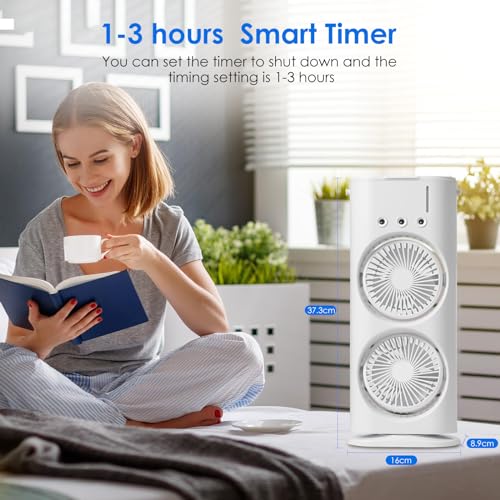 Image of Portable Personal Air Cooler with Water Tank & Adjustable 3-Speed Fan, USB Powered Compact Desk Cooling Device for Home, Office, Bedroom & Travel Use