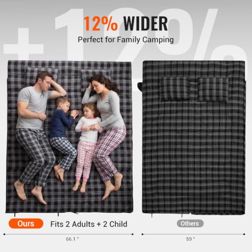 Image of KingCamp Double Sleeping Bag for Adults, Queen Size 2 Person Sleeping Bag