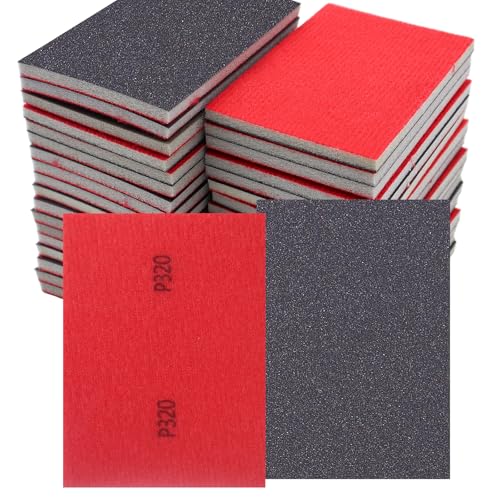 OMJMYY 30 Pezzi Spugne Abrasive Grana 320 Bagnato Asciutto Riutilizzabili per spugna abrasiva per Metallo legno Auto Modellismo Lucidatura Mobili