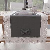 Centre De Table Tissu PETTI Artigiani Italiani Avec Dentelle Saint-Gall 95x95 Cm Beige - Made In Italy