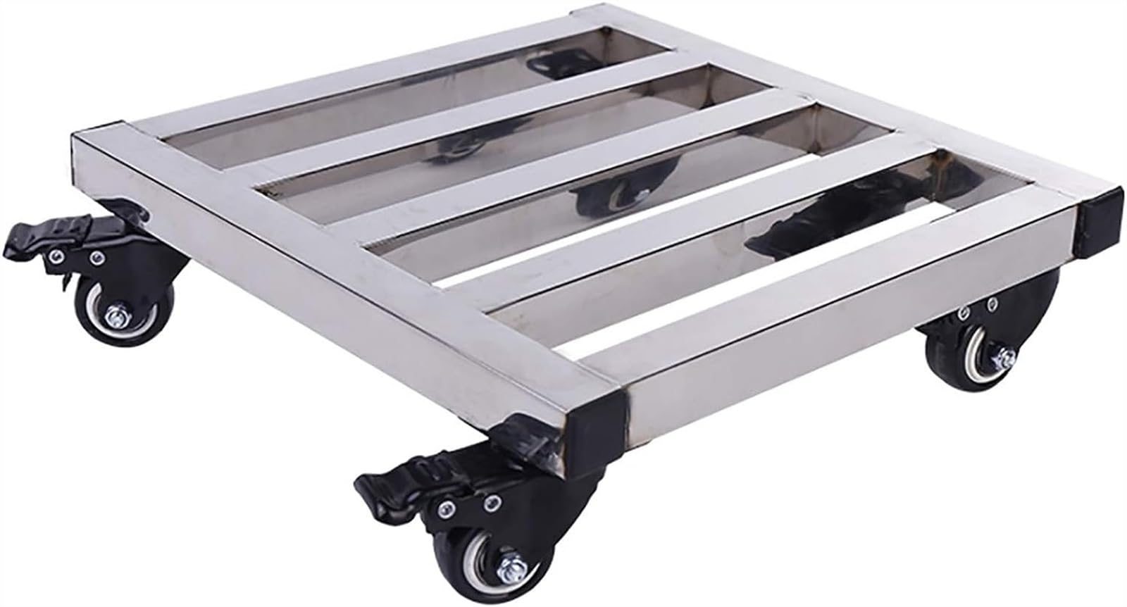 Portavaso in acciaio inox con ruote bloccabili, per interni ed esterni, con rotazione a 360°, facile da spostare, colore: argento