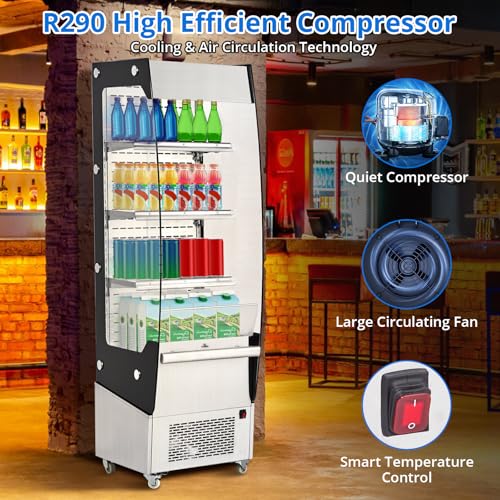 Image of 7.8 Cu.Ft Display Refrigerator Cabinet,Glass Door Commercial Fridge,LED Lighting & Adjustable Shelves,Double Glazed, White
