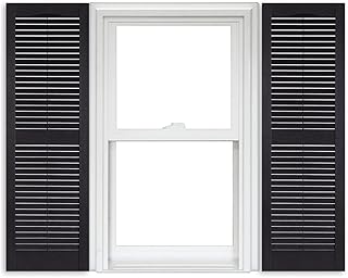 Polaris Vinyl Open Louver Shutters (1 Pair) - 002 Black - 15 Inch x 63 Inch