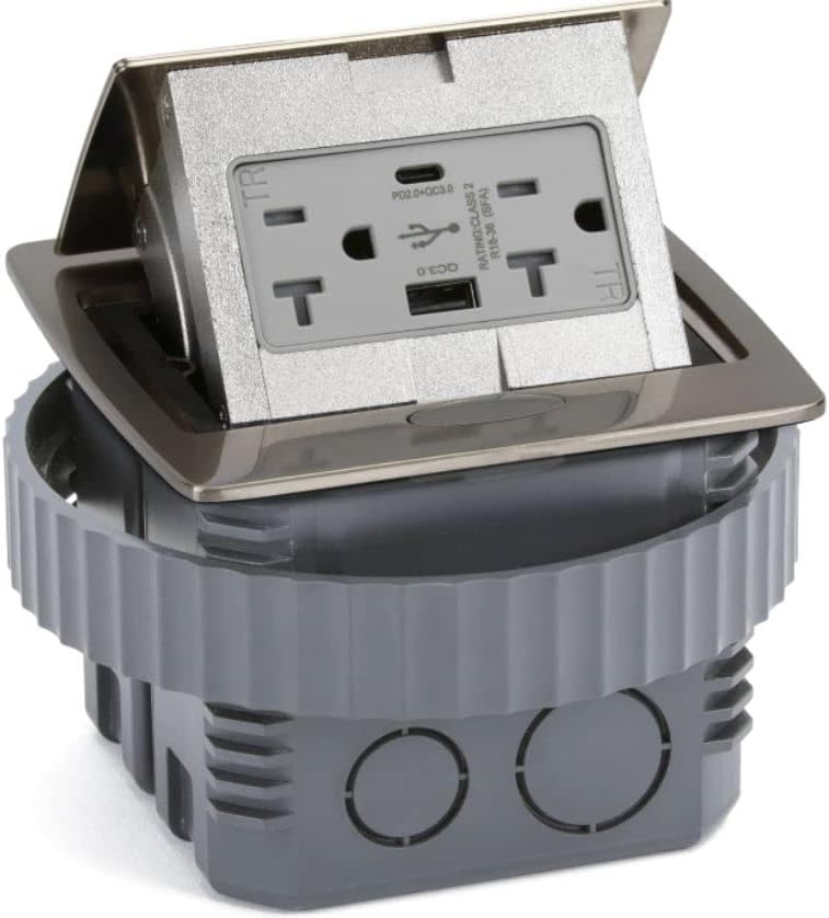 Kitchen Countertop Pop Up 20A Charging USB Outlet (Nickel)
