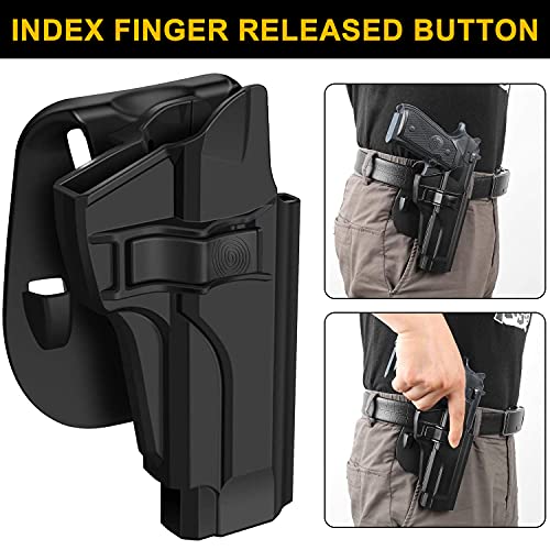Hqda Beretta 92Fs Holster Fit 92 92Fs M9 M922 Holster, Owb Holster Tactical Outside Waistband Paddle Holster Holder,Right-Handed Black #TOP3