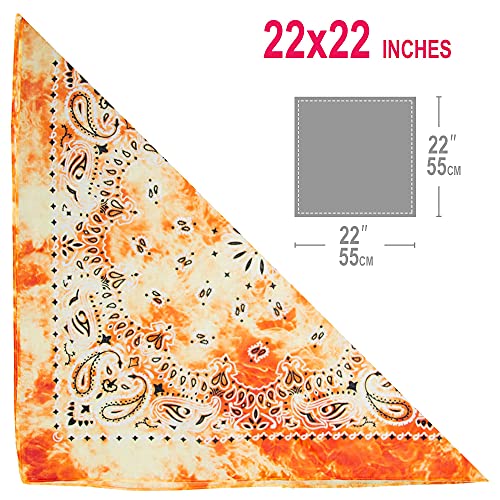 Basico Cotton Cowboy Paisley Bandanas One Dozen 12Pk (12Pk Assort- Tie Dye, 22"X22" One Size) #TOP3