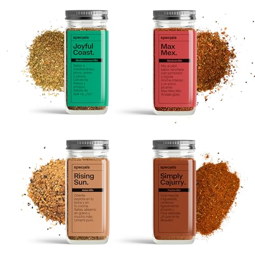 Set de Especias Gourmet para Cocinar Specials Foods - Sazonador con Curry, Ajo, Cayena para Pescado, Cerdo, Pollo y Verduras(Pack Mix)