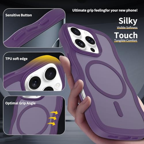 Coque iPhone 16 Pro violette : le cadeau élégant avec cadre ondulé mat - 2
