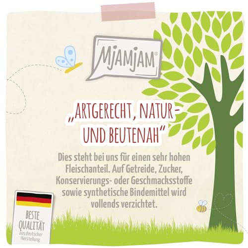 MjAMjAM – Premium Nassfutter für Katzen - natürlich lecker – Bio Schwein, 6er Pack (6 x 200g), getreidefrei mit extra viel Fleisch