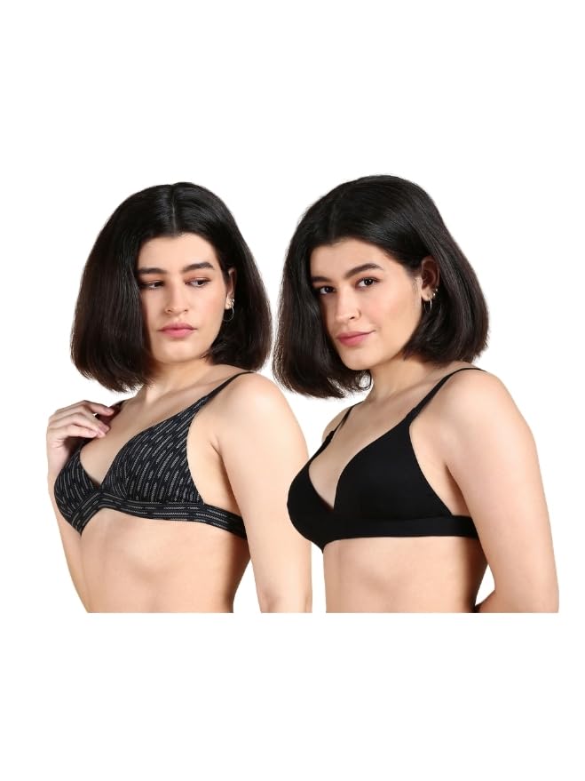 Image of &Circus PureSoft True Fit Triangle Non Padded Bra for Women | Deep Neck Plunge Bra for Women | Triangle Low Coverage Bra