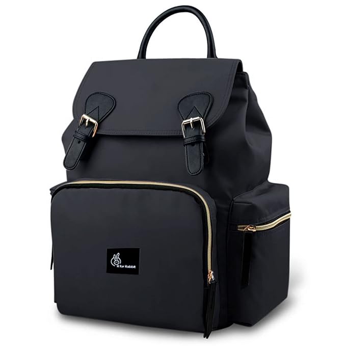 R for Rabbit Caramello Bliss Diaper Backpack for Mother Travel Multipurpose Stylish Maternity Bag, Large Capacity 9 Pockets Waterproof Hospital Bag for Newborn Baby Moms (Black)