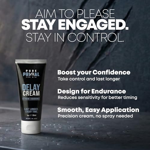 Pure Primal Delay Cream for Men, Enhances Endurance to Last Longer in Bed - 7.5% Benzocaine - No Mess Choice Over Delay Spray - Retardantes para Caballeros - 1oz — view 2