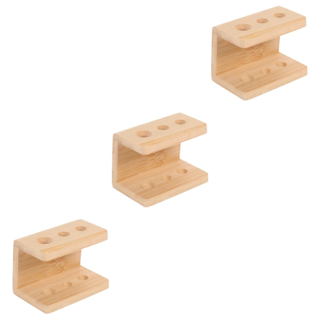 Soporte de bambú para cepillos de dientes con múltiples agujeros de almacenamiento con capacidad para 3 cabezales de cepillo de dientes eléctrico y cepillos de dientes, soporte de bambú ecológico para