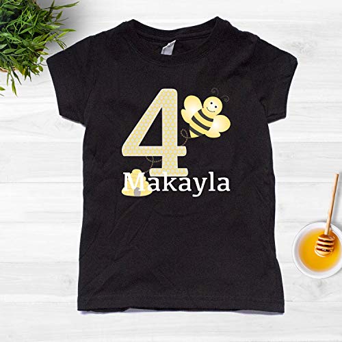 NanyCrafts Girl's Birthday Bumble Bee Personalized Shirt2