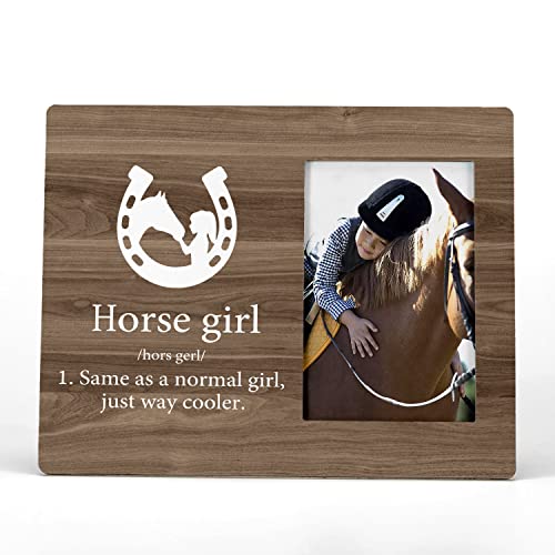 FONDCANYON Horse Girl Definition Picture Frame, 8 x 10 Inch, Brown Wooden Frame, Rustic Style, Horse Lover Gifts for Girls
