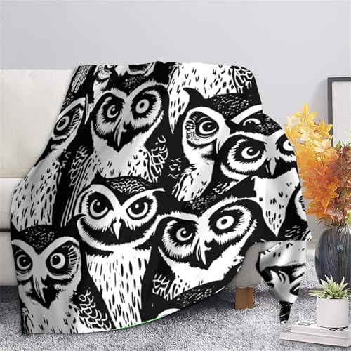 Couverture hibou 3D microfibre plaid chaud lavable toutes saisons