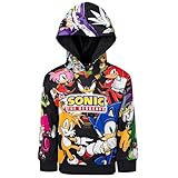 SEGA Sonic the Hedgehog Boys Pullover Hoodie with Side Pockets Black Multi Character Print - 6