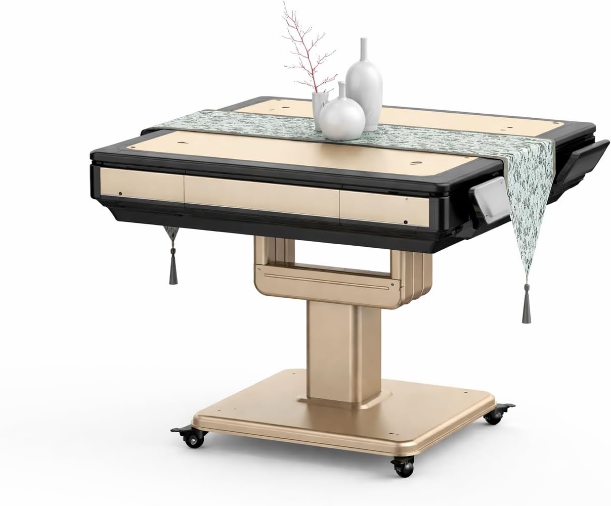 S100 Best Premium Automatic Folding Mahjong Table - with Cover，One Year Warranty (40mm 144pc Chinese Tiles - NO Number)