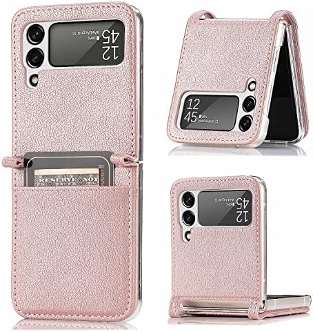 SEIAIYG Case for Samsung Galaxy Z Flip 4, Ultra Slim PU Leather Flip Wallet Case Cover with Card Slots for Galaxy Z Flip 4 5G Phone Case (Black)