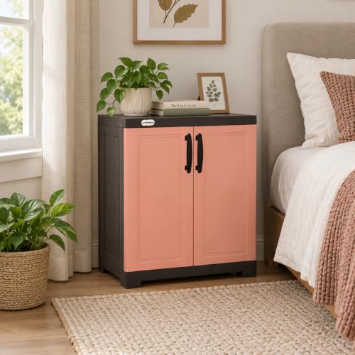 Image of Prima Viva-1 Plastic Storage Cabinet (Small H 2 Ft x W 2 Ft x D 1.6 Ft) | 2 Compartments Multipurpose Organizer for Home & Office | Strong, Stylish & Spacious Cupboard for Clothes & Essentials