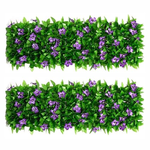 LSRVNM 2 Piezas Grillage en Feuille de Lierre Artificielle, Écran D'intimité Cloture Jardin Exterieur, Treillis Extensible Feuillage, Mur Vegetal Brise vue Balcon...