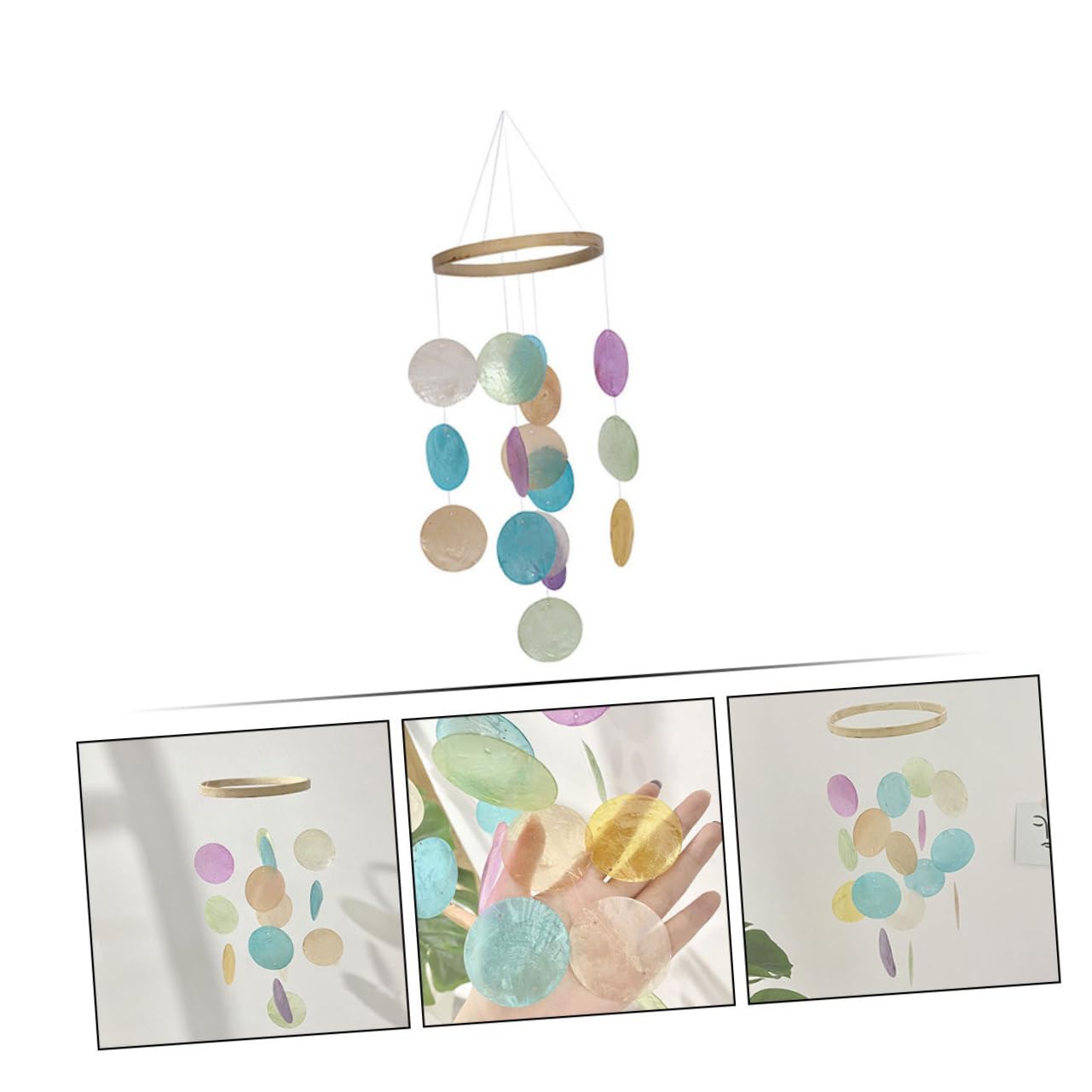 BESTonZON Carillon Éolien Délicat en Bambou et Coquillages pour Jardin Extérieur Son Clair et Décor Élégant