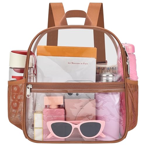Image of Oraben Clear Backpack Stadium Approved, 12 x 6 x 11 in, Small Transparent Backpack for Concerts, Sports Events, Festivals, Travel, Waterproof PVC, Adjustable Straps, Women Men