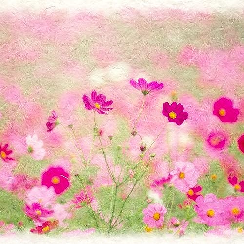 アートパネル モダン 和紙の絵写真 「霧の中のコスモス畑の赤い花」 額縁付き 38x27cm 絵画 インテリア 額付き 風景画 額入り アートフレーム おしゃれ 北欧 風水 玄関 絵 風景 油絵 壁掛け 秋 Natural Memories [2]