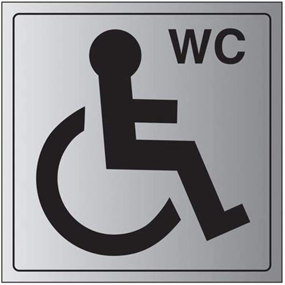 V Safety General Door-Disabled WC Sign - 200mm x 200mm - Self Adhesive Alu Effect