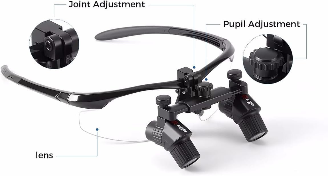 BONEW Oral 3X/4X/5X/6X, 450 mm, ultraleichte, ergonomische chirurgische Fernglaslupe, Vergrößerungsbrille, Ergo-Lupe, Pupillenabstand, verstellbar, DY-119 (3,0-fach)