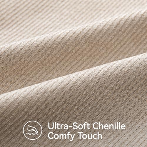Image of a moment Pack of 2 Decorative Chenille Throw Pillow Covers with Twill Cushion Covers for Sofa Living Room Couch Bed 20x12 Inch,Crafted Border Beige
