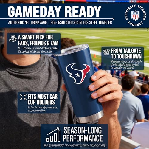 Image of Houston Texans NFL 20oz Stainless Steel Insulated Tumbler, Slider Lid