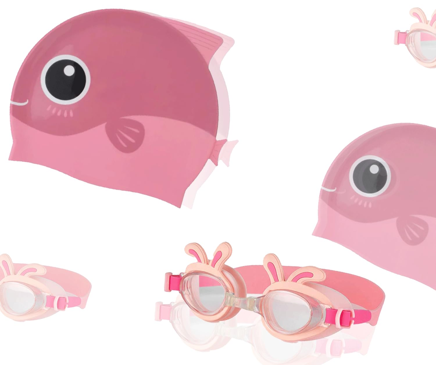 Swimming Cap with Swim Goggles and Storage Bag for Kids (Combo) (Age 3-12), Silicone Waterproof Swimming and Bathing Caps for Long and Short Hair Girls Boys (Pink) (B0C941Y2XC) Amazon Price History, Amazon Price Tracker
