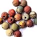 Fashiontrenda 30pcs 2mm big hole Natural Unpolished Matte Gemstones Round Beads Fit Leather Cords Findings DIY Jewerlry Making (8mm Picasso Jasper)