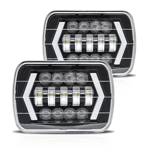 Shkalacar LED Faros de Trabajo Enchufe H4 Faros LED para Coche 7 Pulgadas de 7x6 o 5x7 Pulgadas Repuesto para Jeep Wrangler YJ Cherokee XJ Comanche MJ Chevrolet GMC y más 1pc/2pcs