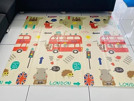 Image of WENGTY Double Sided Waterproof Baby Play Mat, Reversible Design, Extra Large Cushioned Surface, BPA-Free Foldable Foam, Multicolor, 200cm x 150cm