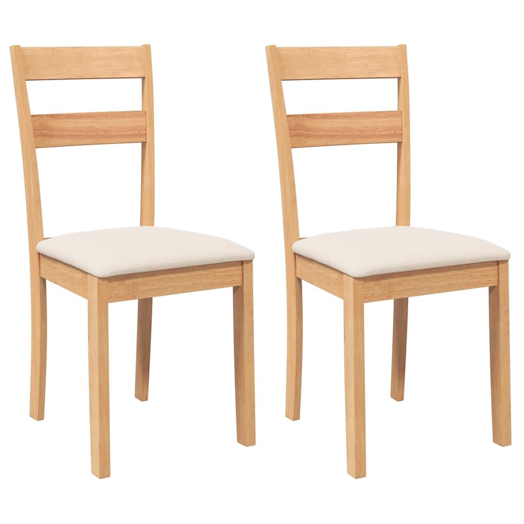 Ergonomiczne lite drewno kauczukowe z poduszkami brązowe 2 szt.