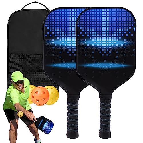 Raqueta de pickleball de fibra de vidrio | Juego de palas de pickleball - Juego de raquetas y bolas de pickleball portátil, equipo de pickleball con bolas para interiores y exteriores