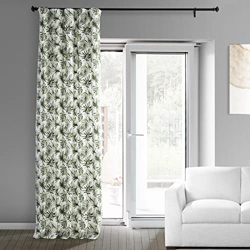Image of HPD Half Price Drapes Printed Curtains 96 Inches Long Cotton Curtain (1 Panel) Room Darkening Window Curtains for Bedroom & Living Room, 50W x 96L, Artemis Olive Green