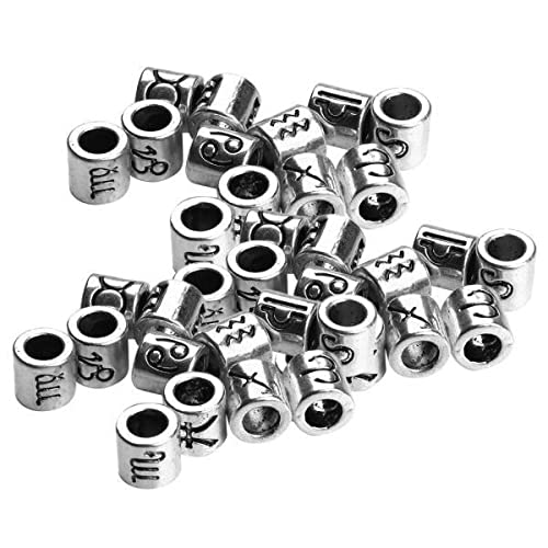 SNAPPSY 2x60 Pieces Antique Silver Alloy 12 Constellation Large Hole Spacer Loose Bead-image-36