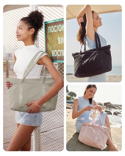 Image of BAGSMART Tote Bag for Women, Tote Bag with Zipper Work Tote with Compartments Nurse Shoulder Hanbag for Travel, Gym