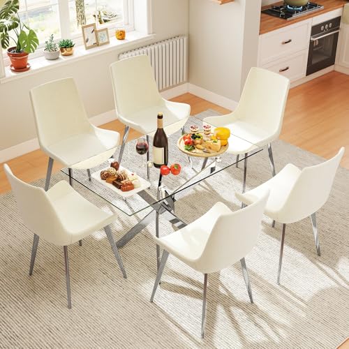 Zevemomo 47.2" Glass Dining Table for 4, Rectangular Glass Dinner Table by Zevemomo - Used condition - Image 3