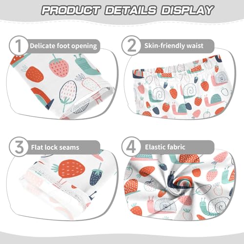 Girls Leggings Soft Toddler Ankle Length Bottoms Snails Strawberries Kids Dance Yoga Pants 4-10 Years3