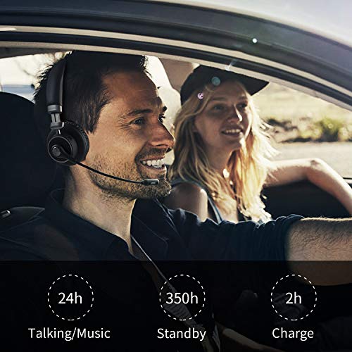 Bluetooth Headset 5.0, Pro 24 Hrs Talktime Noise Cancelling Wireless Headset with Mute Button for Cell Phones Business Office Trucker-M91