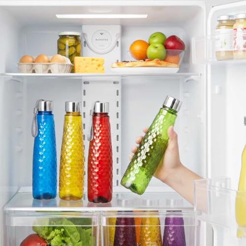 Image of RED WIND Unbreakable 1 Litre Honeycomb Texture Water Bottles with Strap | Pack of 3 | Multicolor | Leakproof Screw Cap | BPA-Free | Bottles for Fridge, Home, Office, School and Travel
