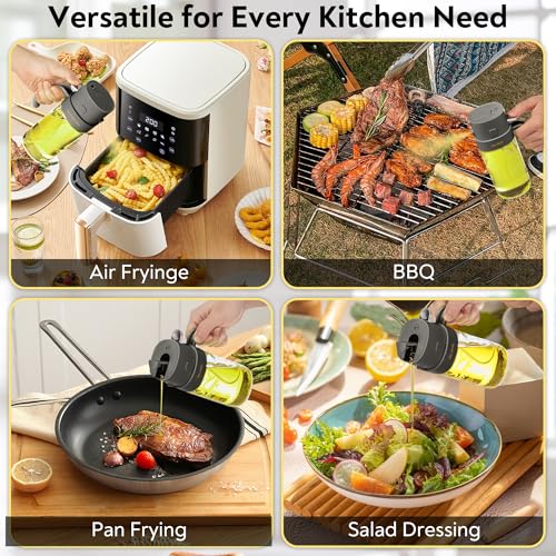 Oil Duo – 2-in-1 Oil Dispenser & Sprayer for Cooking, BBQ, and Air Fryer | 500ml BPA-Free Mister with Ultra-Fine Mist, Non-Slip Base, ml & Tbsp Scale, 13 Labels (Dark Grey) - Image 6