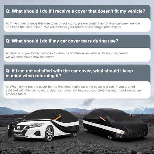 Image of 10 Layers Car Cover Custom Fit for Nissan Maxima (1988-2026), Waterproof All Weather for Automobiles, Outdoor Full Cover Sun Dust Rain Protection with Cotton. Black
