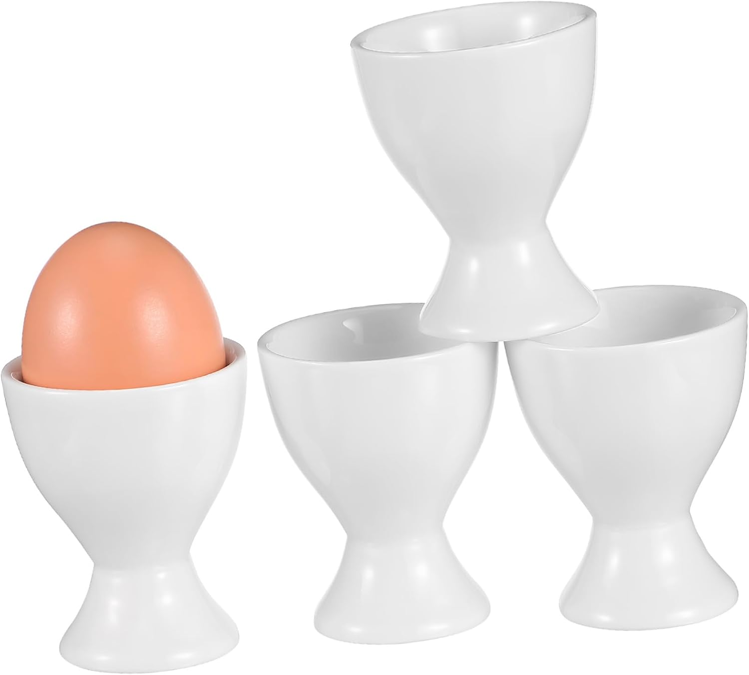 Alipis 4pcs Ceramic Egg Holders Modern Design Hard Boiled Egg Cups for Breakfast Kitchen Decor Porcelain Serving
