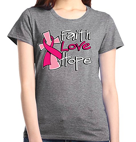 Camisetas de concienciación sobre el cáncer de mama, camisetas de mujer Faith Love Hope de Shop4Ever