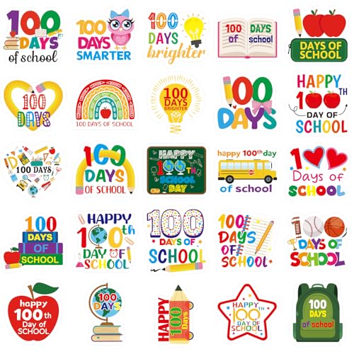 Ceiba Tree 100 Days of School Stickers 300Pcs Happy 100th Day of School Sticker Teacher Motivational Reward Sticker Sheets for Kids Kindergarten